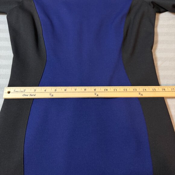 Tahari Dress Womens Size 8 Blue Black Dilana Lined Colorblock Sheath Bodycon - Picture 6 of 14